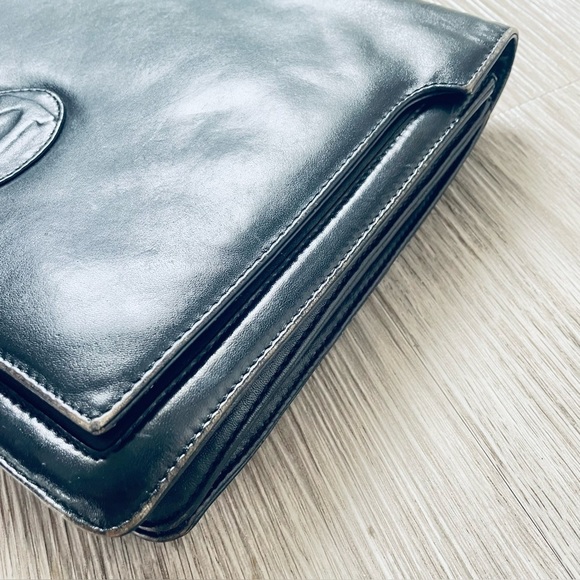 CARTIER BLACK LEATHER VINTAGE TOTE BAG GOLD TONE HARDWARE THE IS CARTIER - Picture 7 of 17